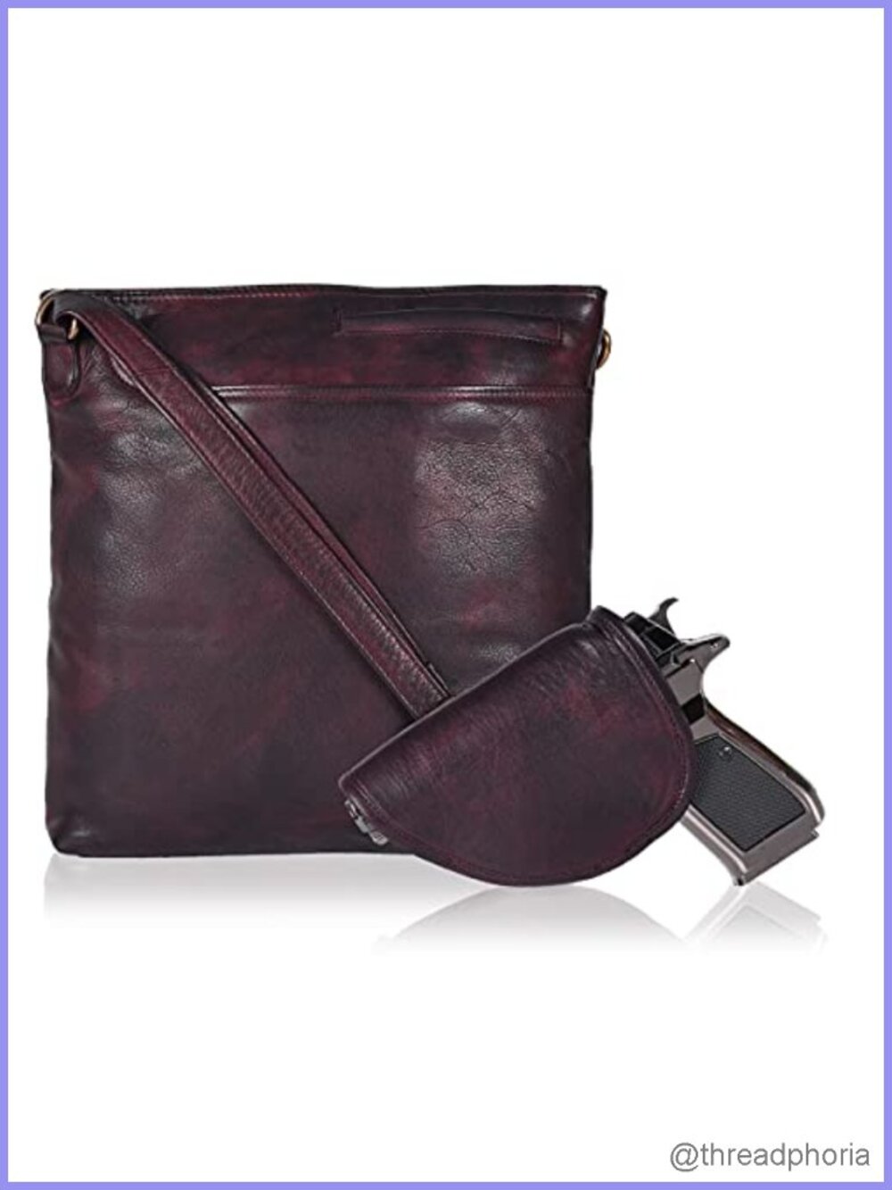 Handmade Leather Crossbody Sling Bag with Detachable Holster, Multi Pockets